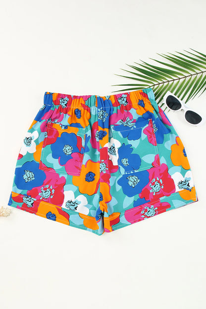 Drawstring Printed High Waist Shorts-Angel Casuals