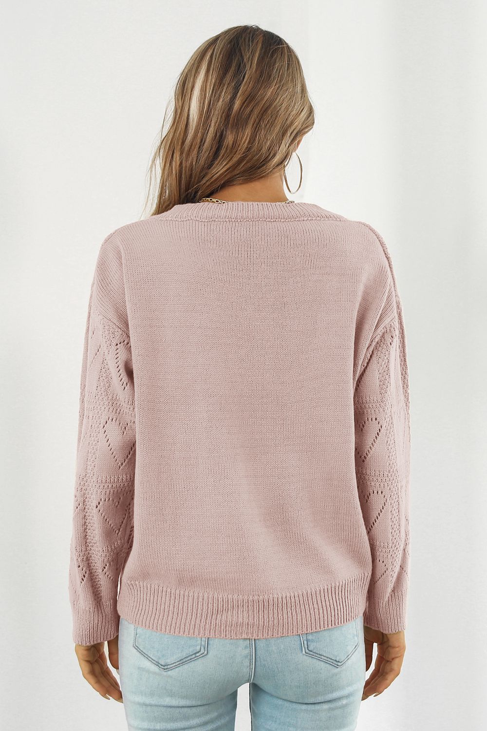 V-Neck Drop Shoulder Sweater-Angel Casuals