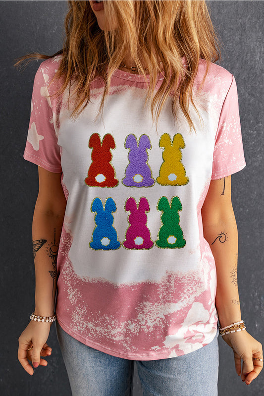 Rabbit Round Neck Short Sleeve T-Shirt-Angel Casuals