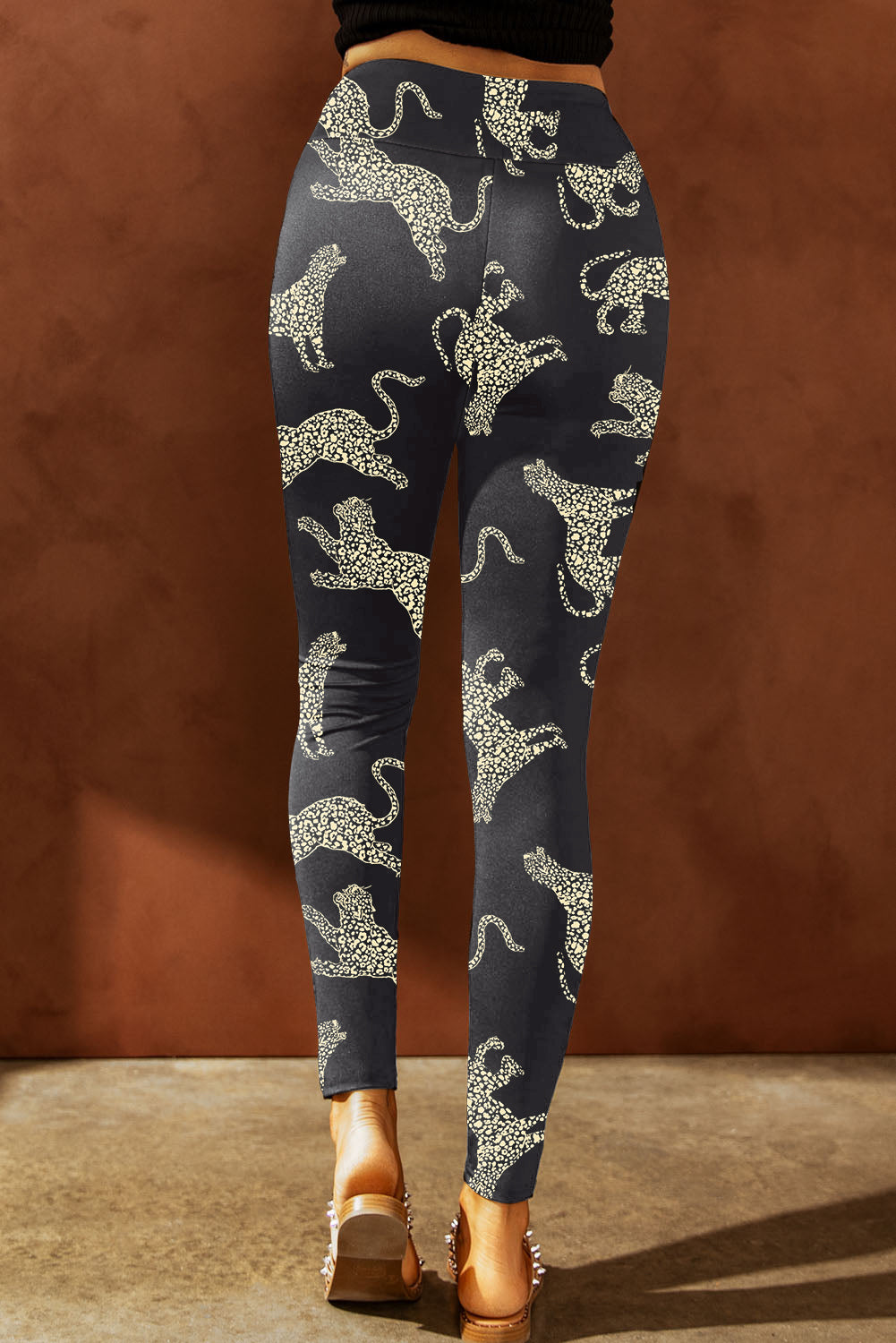 Animal Printed Distressed High Waist Leggings-Angel Casuals