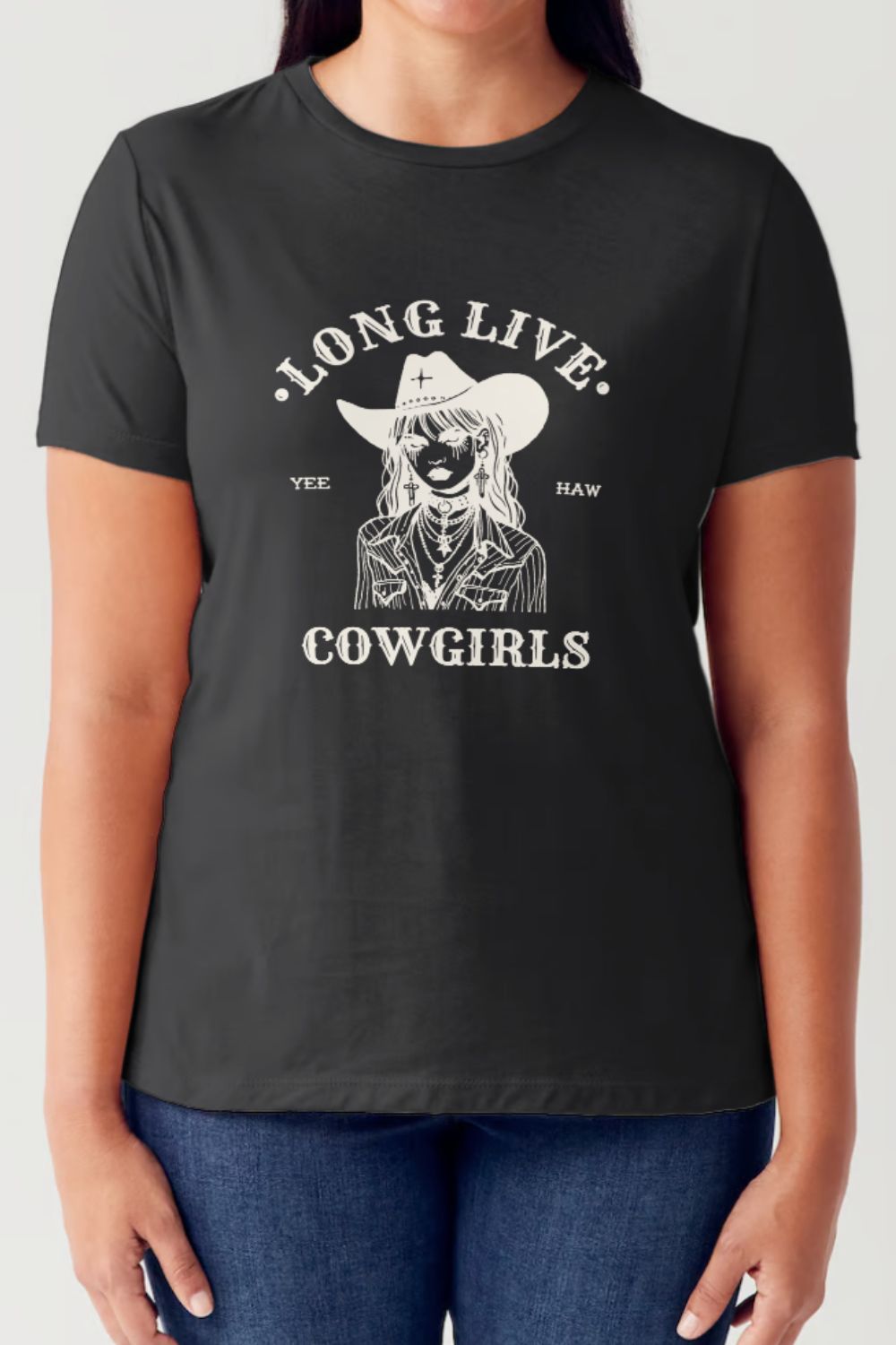 Simply Love Full Size LONG LIVE COWGIRLS Short Sleeve Tubular T-Shirt-Angel Casuals