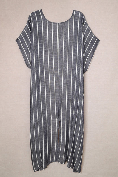 Striped Open Front Longline Cover Up-Angel Casuals