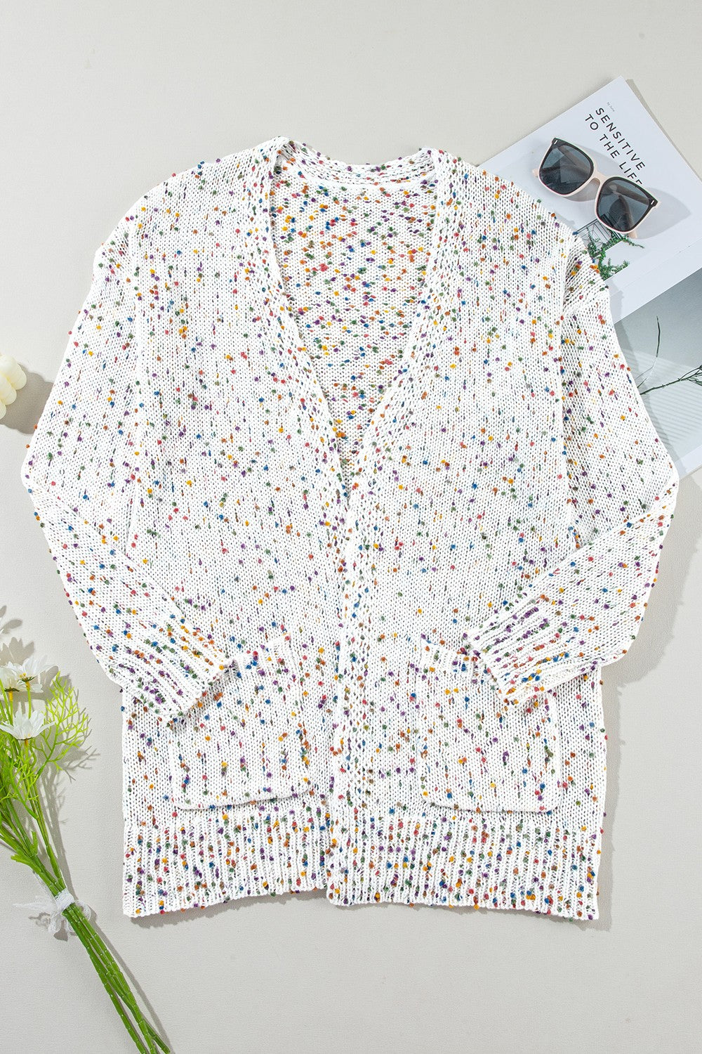 Open Front Long Sleeve Cardigan-Angel Casuals