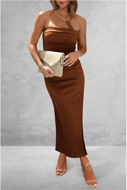 Slit Tube Midi Dress-Angel Casuals