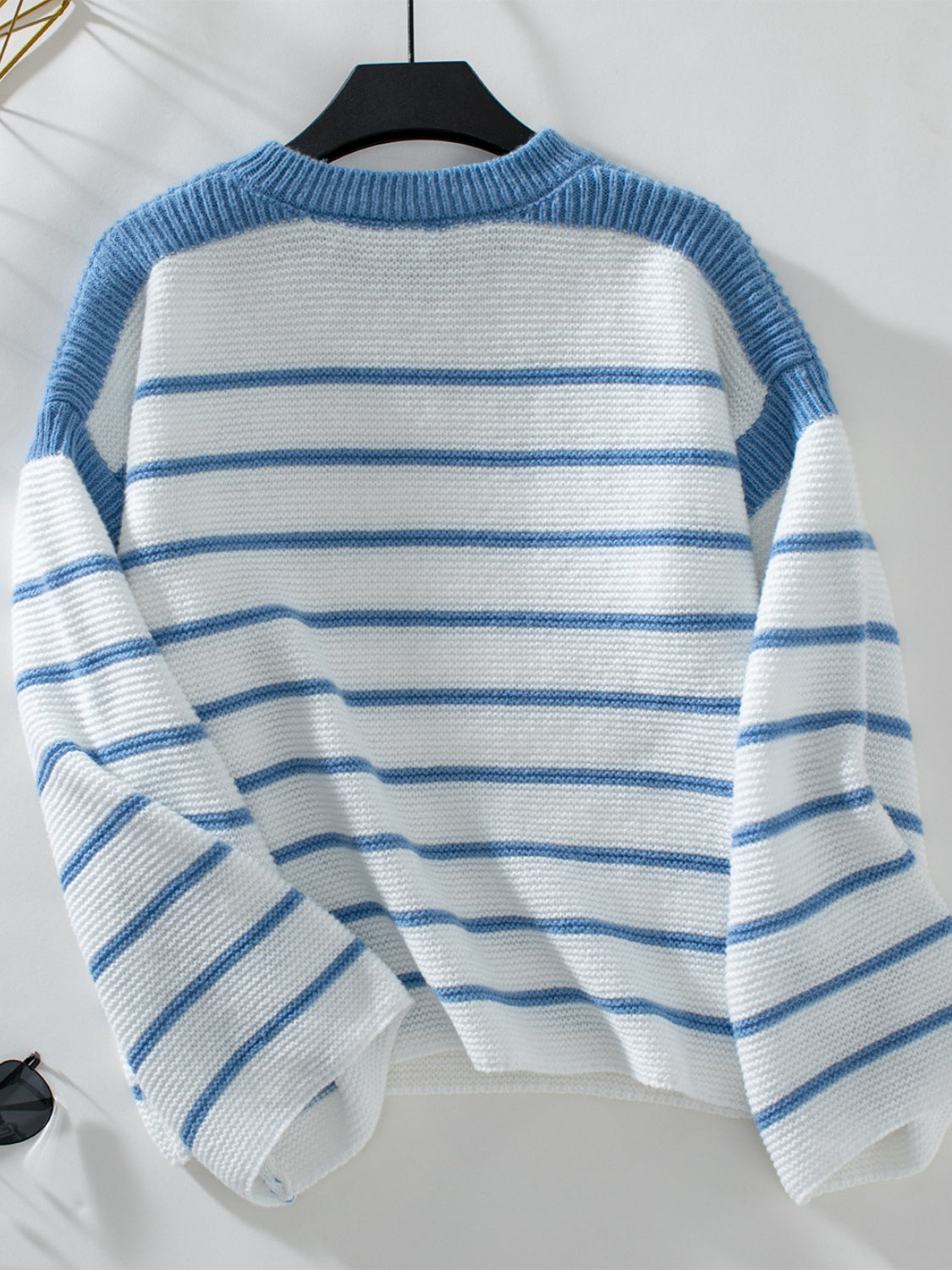 Striped Round Neck Long Sleeve Sweater-Angel Casuals