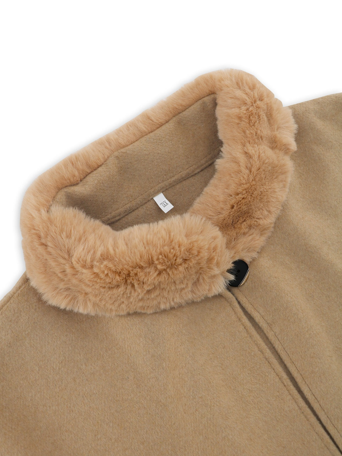 Fuzzy Trim Long Sleeve Poncho-Angel Casuals