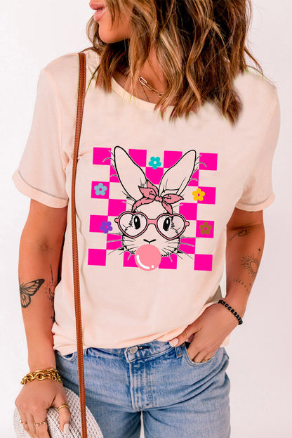 Rabbit Round Neck Short Sleeve T-Shirt-Angel Casuals