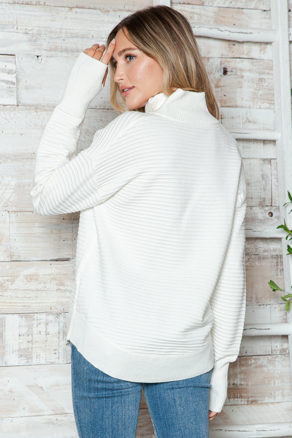 Half Zip Long Sleeve Knit Top-Angel Casuals