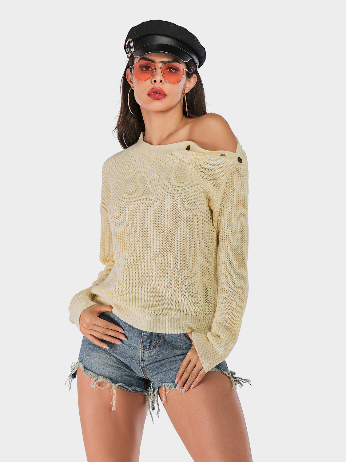 Perfee One Shoulder Long Sleeve Sweater-Angel Casuals