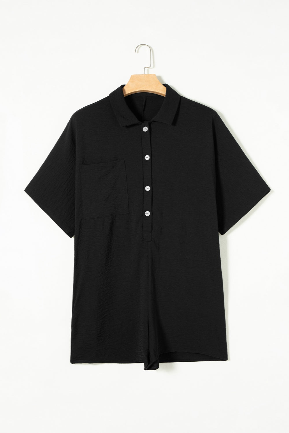 Half Button Short Sleeve Romper-Angel Casuals