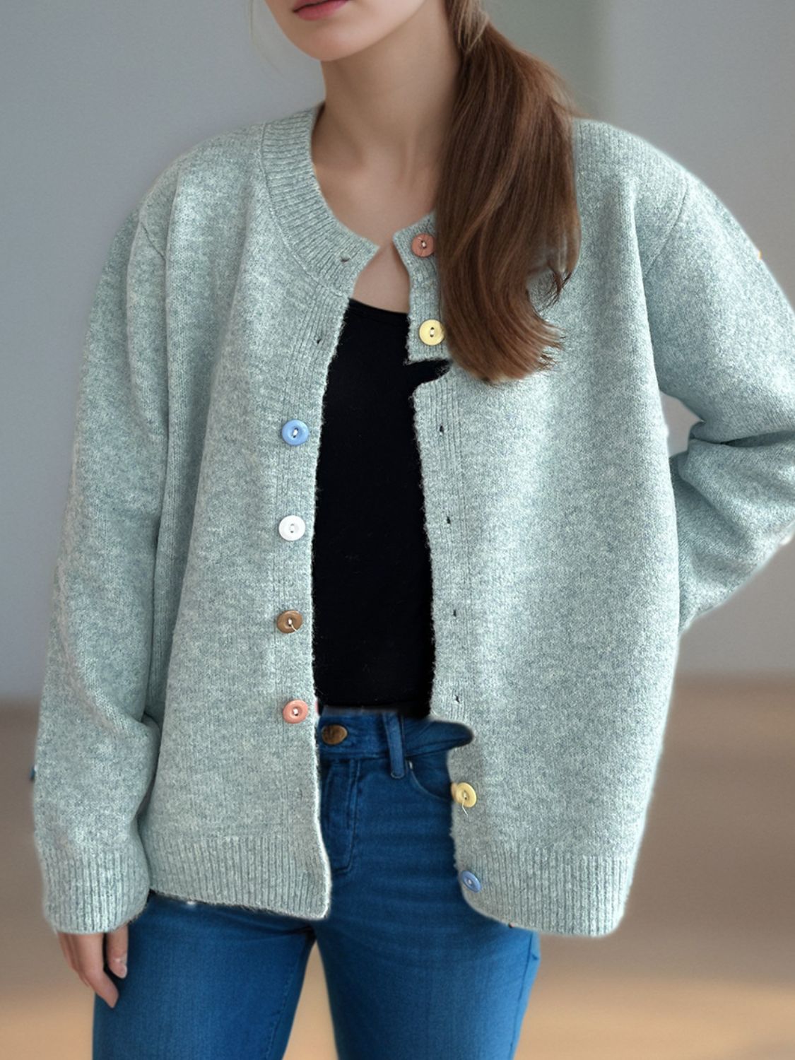 Button Down Long Sleeve Cardigan-Angel Casuals