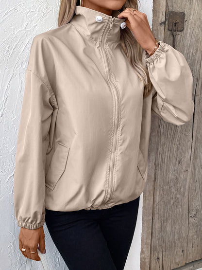 Ivy Lane Pocketed Zip Up Long Sleeve Jacket-Angel Casuals