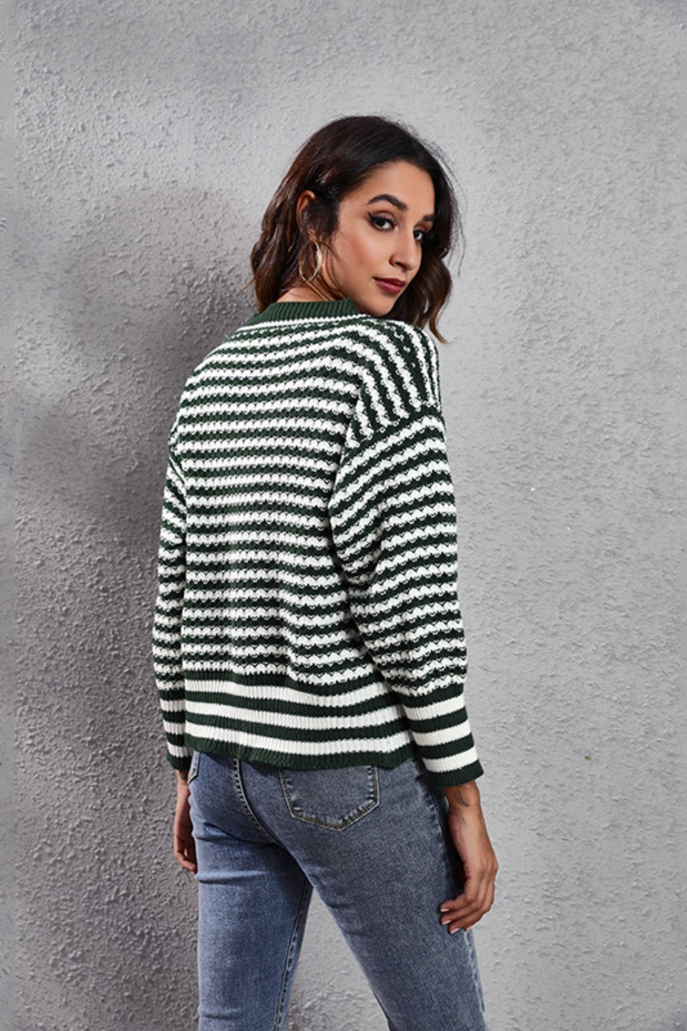 Striped V-Neck Knit Top-Angel Casuals