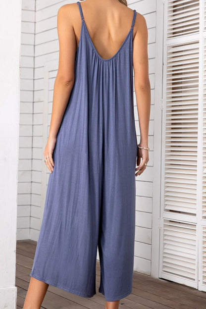 Spaghetti Strap Scoop Neck Jumpsuit-Angel Casuals