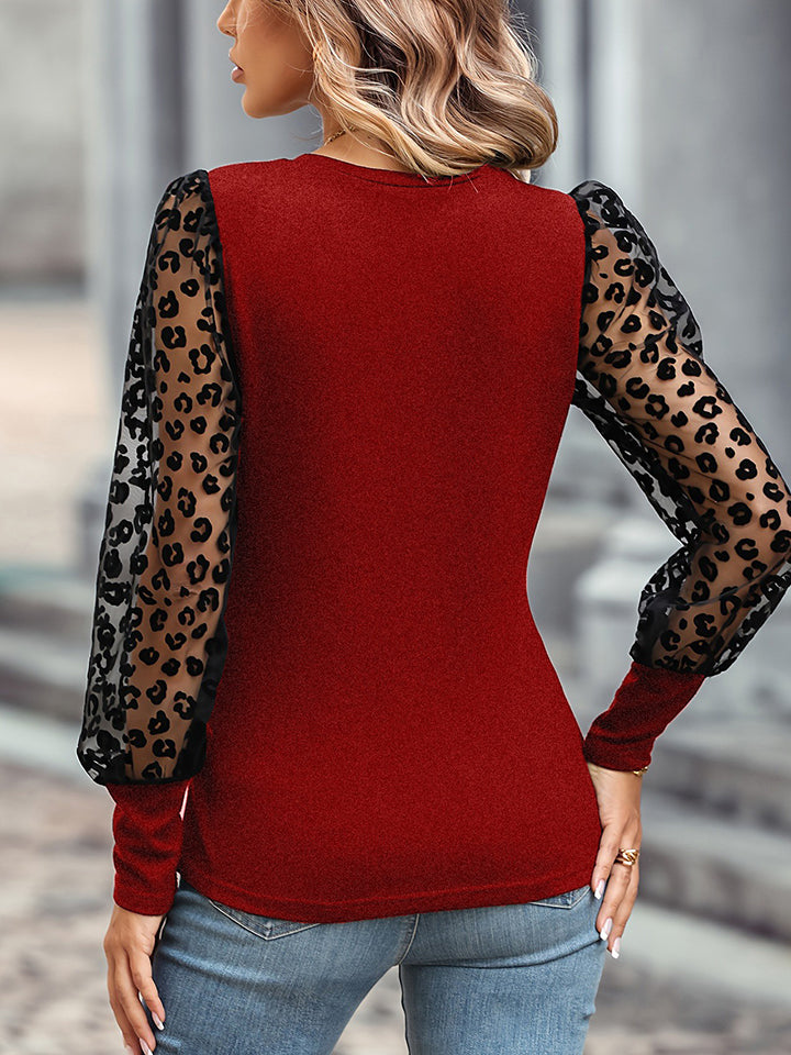 Leopard Round Neck Top-Angel Casuals