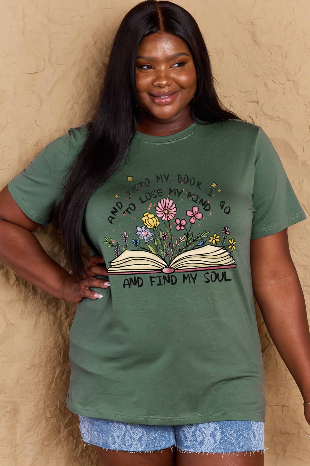 Simply Love Full Size Book & Flower Graphic Cotton Tee-Angel Casuals