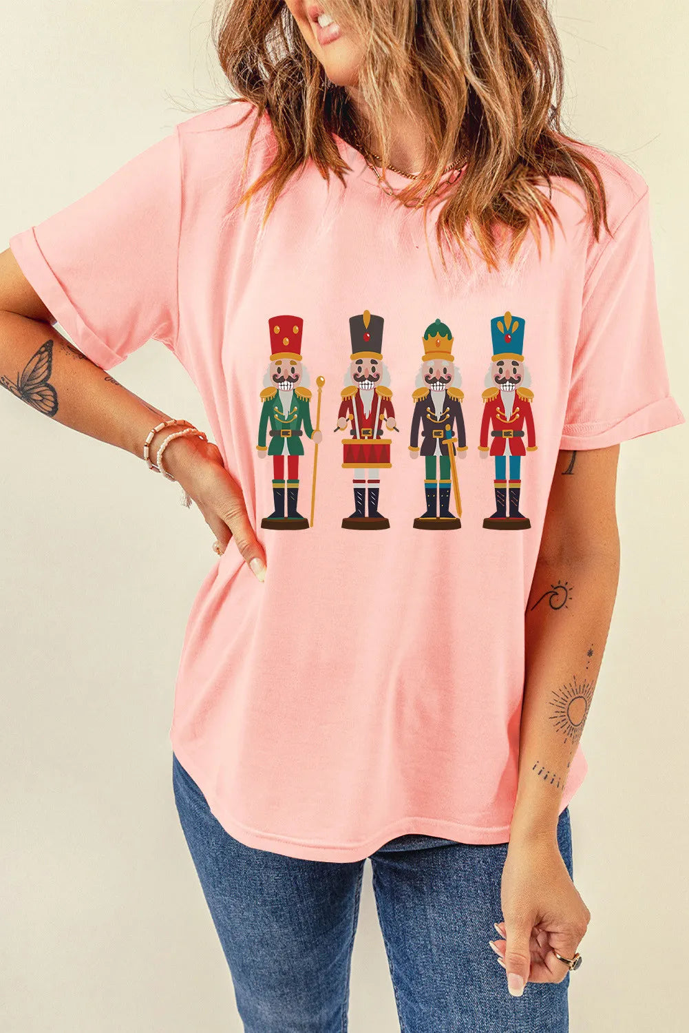 Nutcracker Round Neck Short Sleeve T-Shirt-Angel Casuals