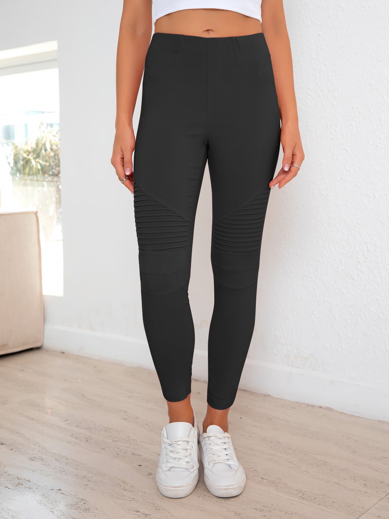 Ribbed Detail Leggings-Angel Casuals