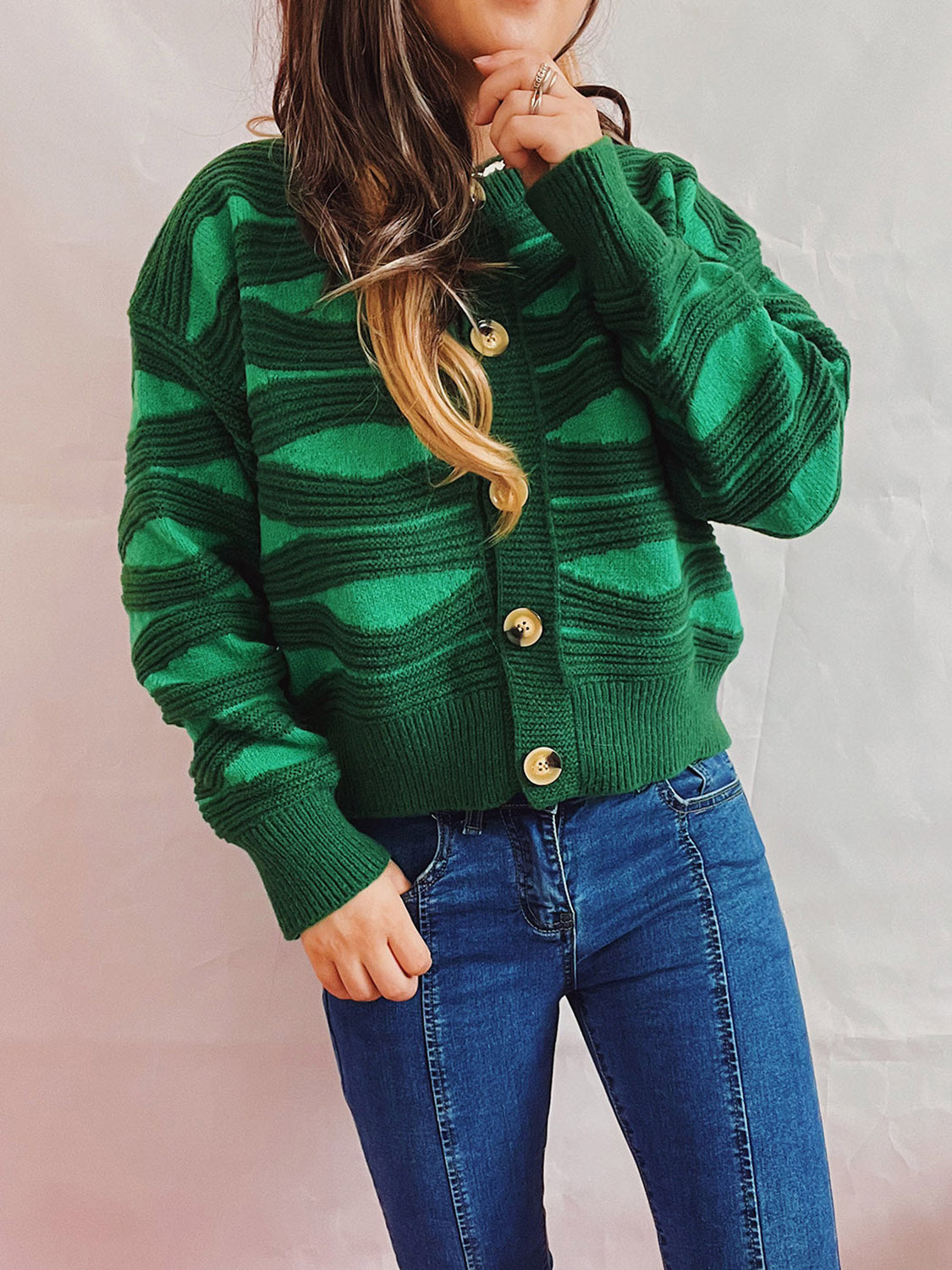 Color Block Button Front Cardigan-Angel Casuals