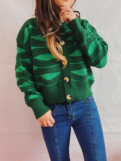Color Block Button Front Cardigan-Angel Casuals