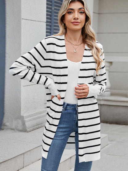 Open Front Long Sleeve Cardigan-Angel Casuals