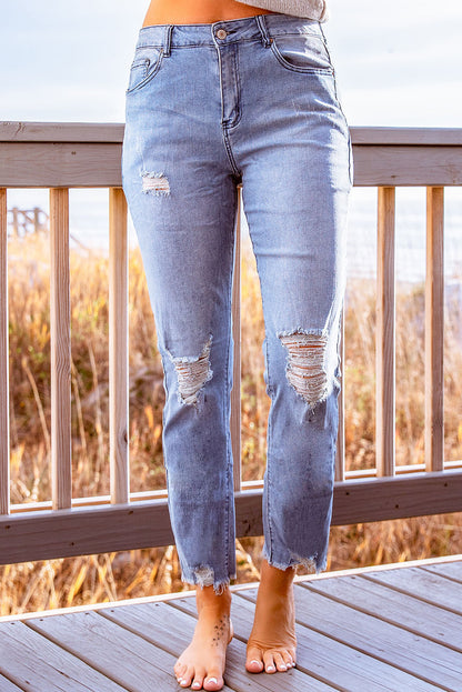 Stylish Distressed Cropped Jeans-Angel Casuals