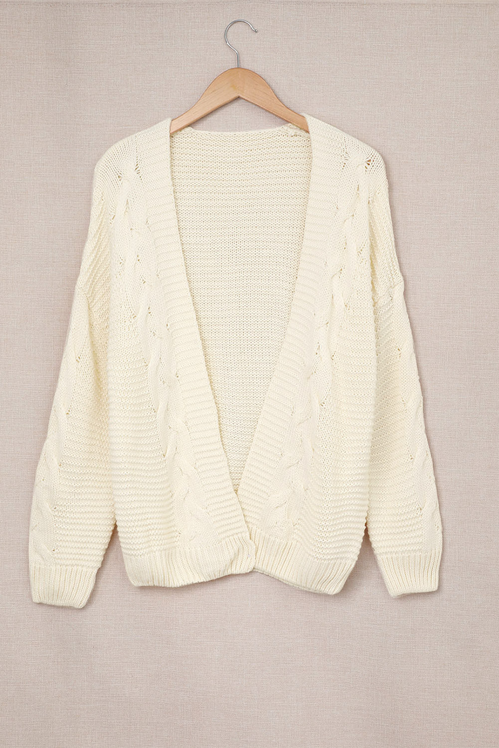 Cable-Knit Open Front Cardigan-Angel Casuals