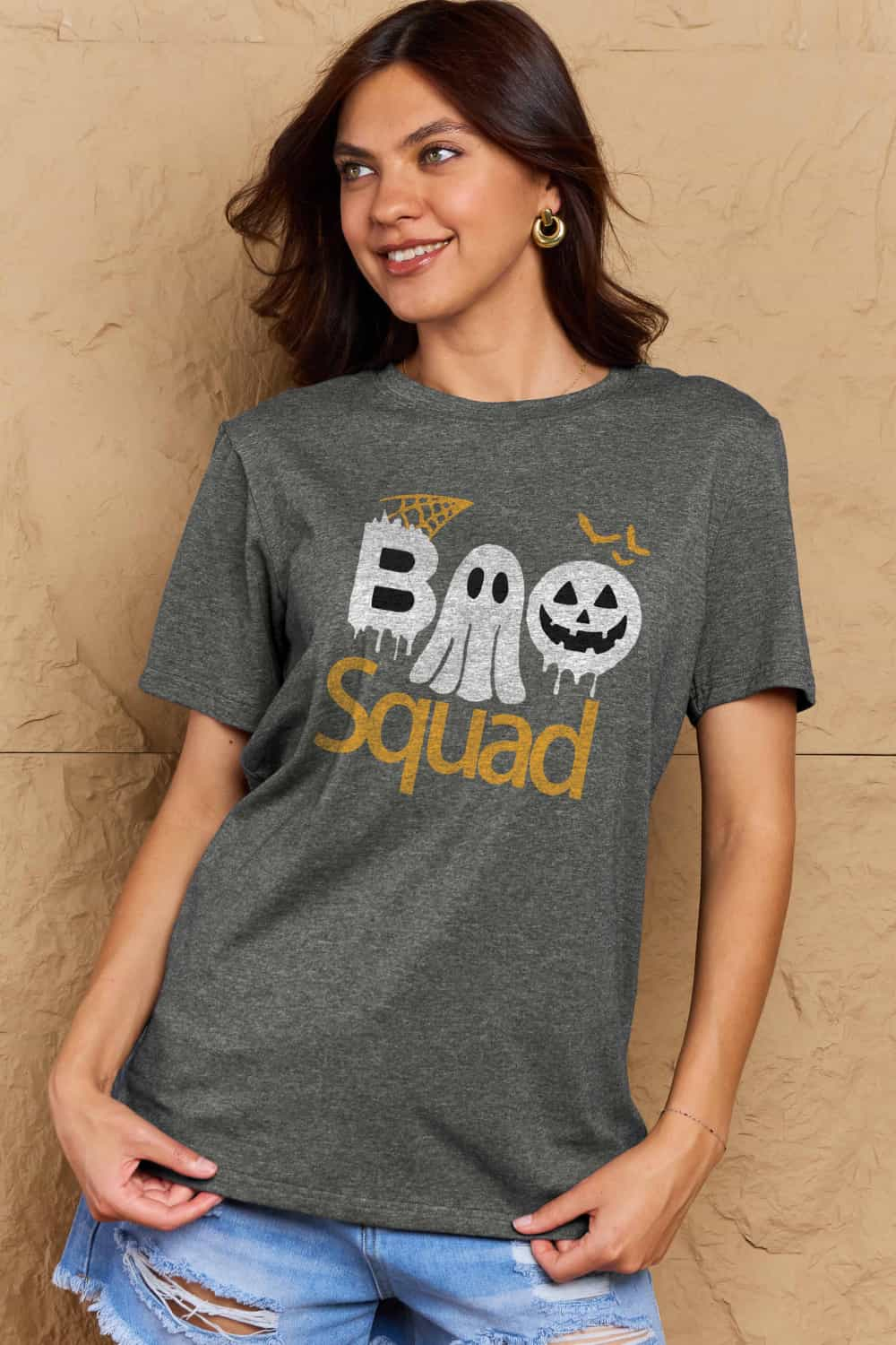 Simply Love Full Size BOO SQUAD Graphic Cotton T-Shirt-Angel Casuals