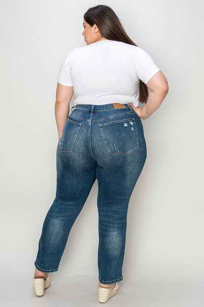 Judy Blue Full Size Tummy Control High Waist Slim Jeans-Angel Casuals