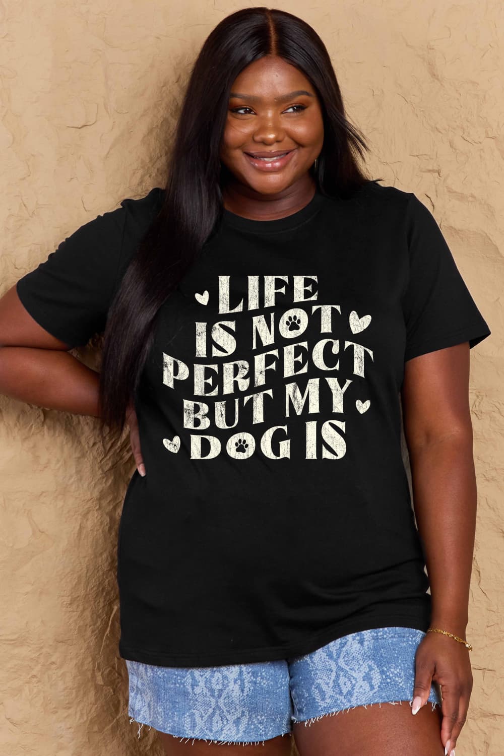 Simply Love Full Size Dog Slogan Graphic Cotton T-Shirt-Angel Casuals