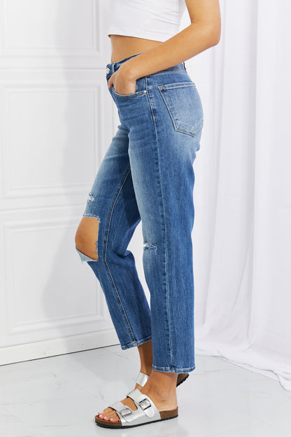 RISEN Full Size Emily High Rise Relaxed Jeans-Angel Casuals