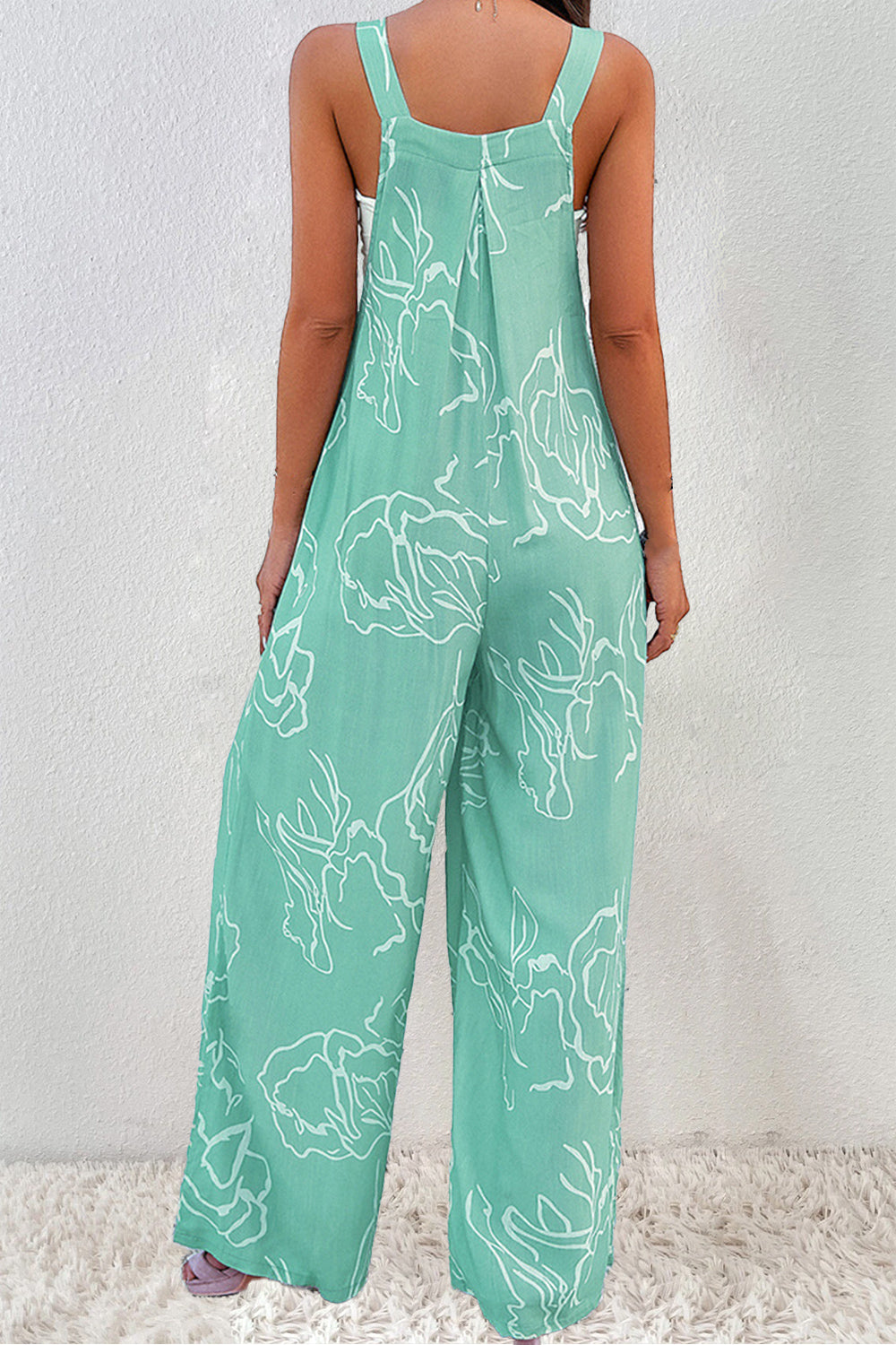 Printed Wide Strap Jumpsuit-Angel Casuals