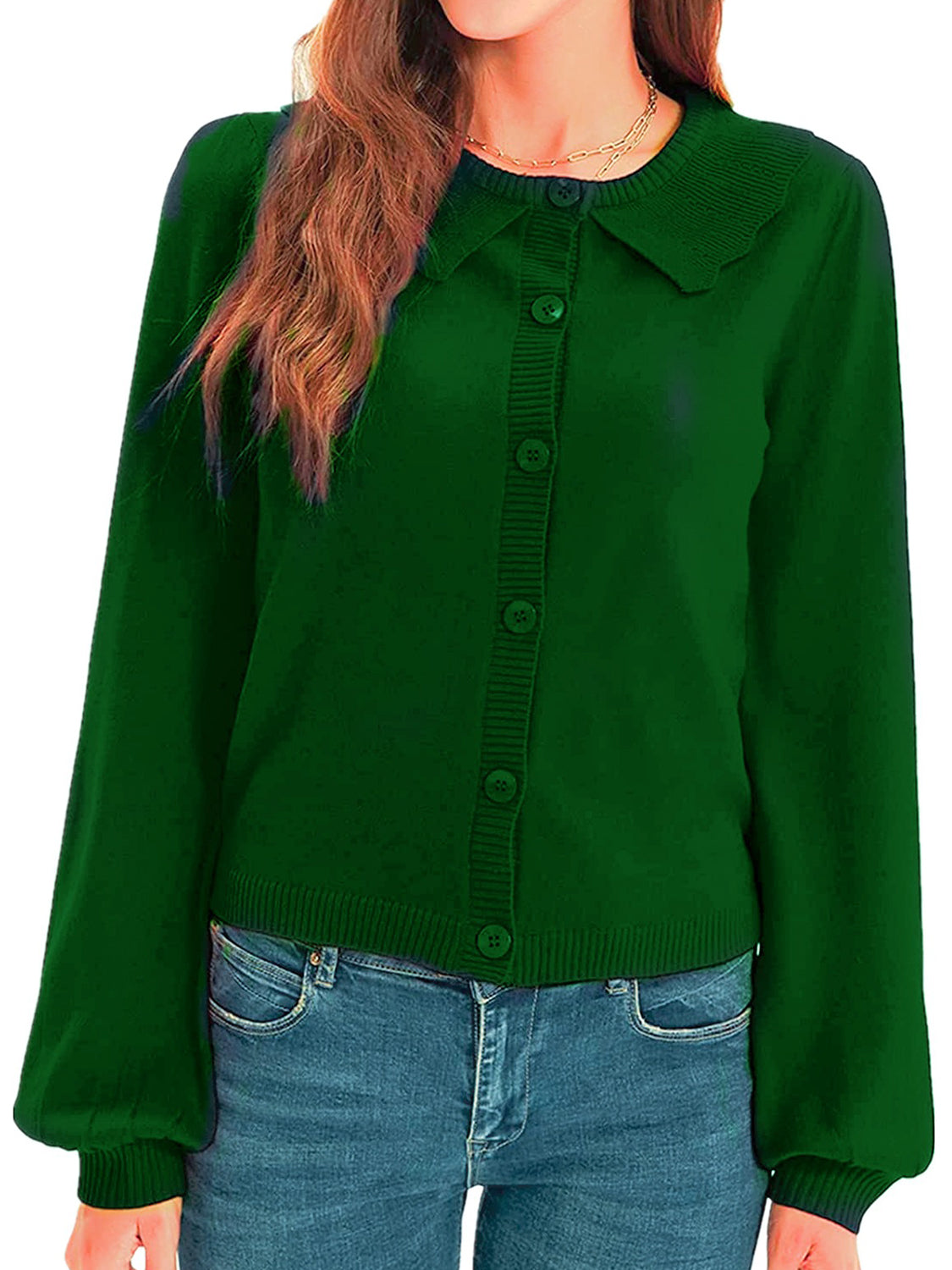 Collared Long Sleeve Button Down Cardigan-Angel Casuals