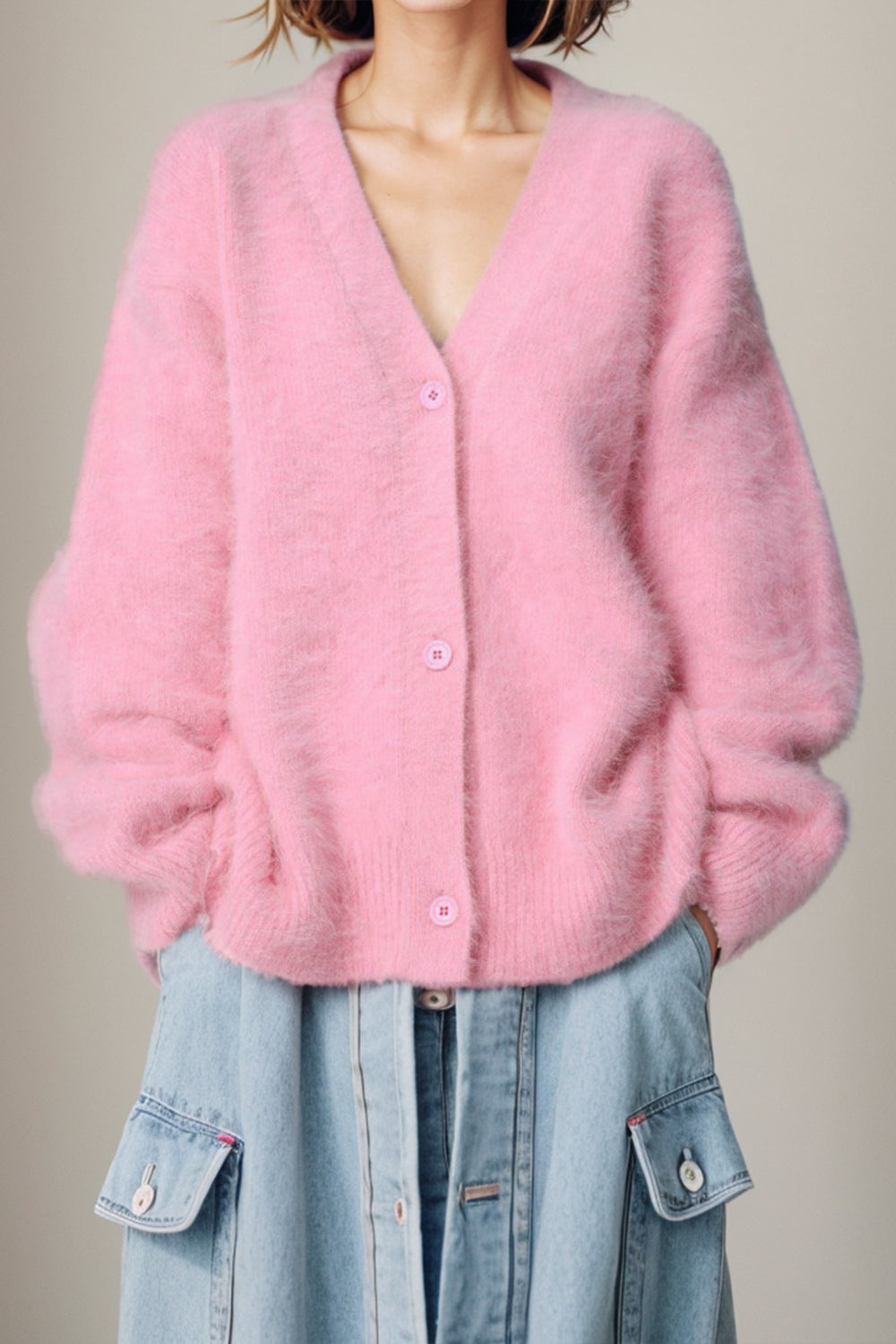 Button Up Dropped Shoulder Cardigan-Angel Casuals