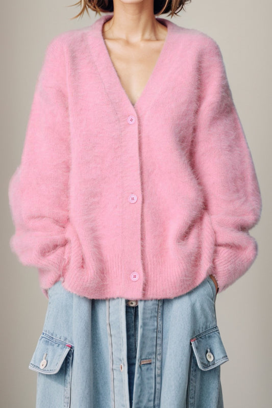Button Up Dropped Shoulder Cardigan-Angel Casuals
