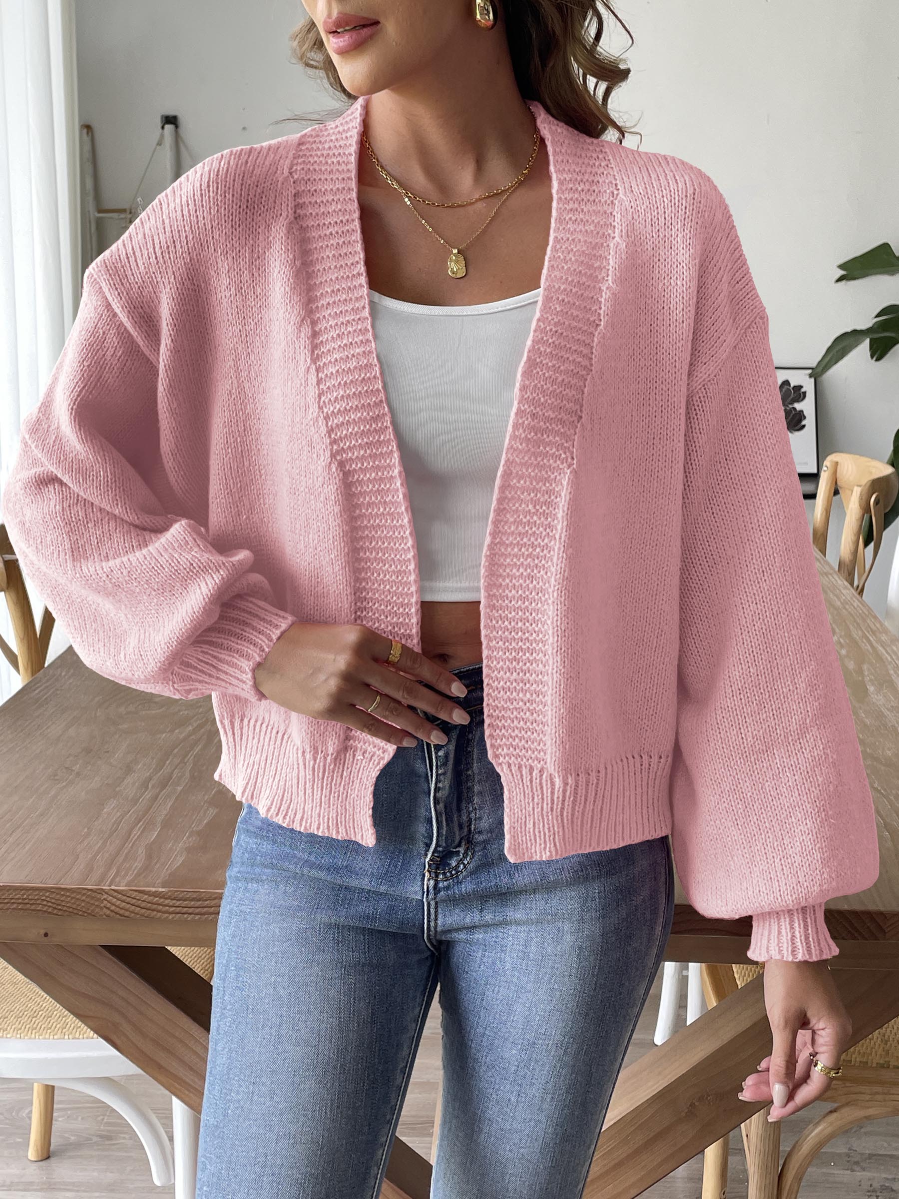 Open Front Long Sleeve Cardigan-Angel Casuals