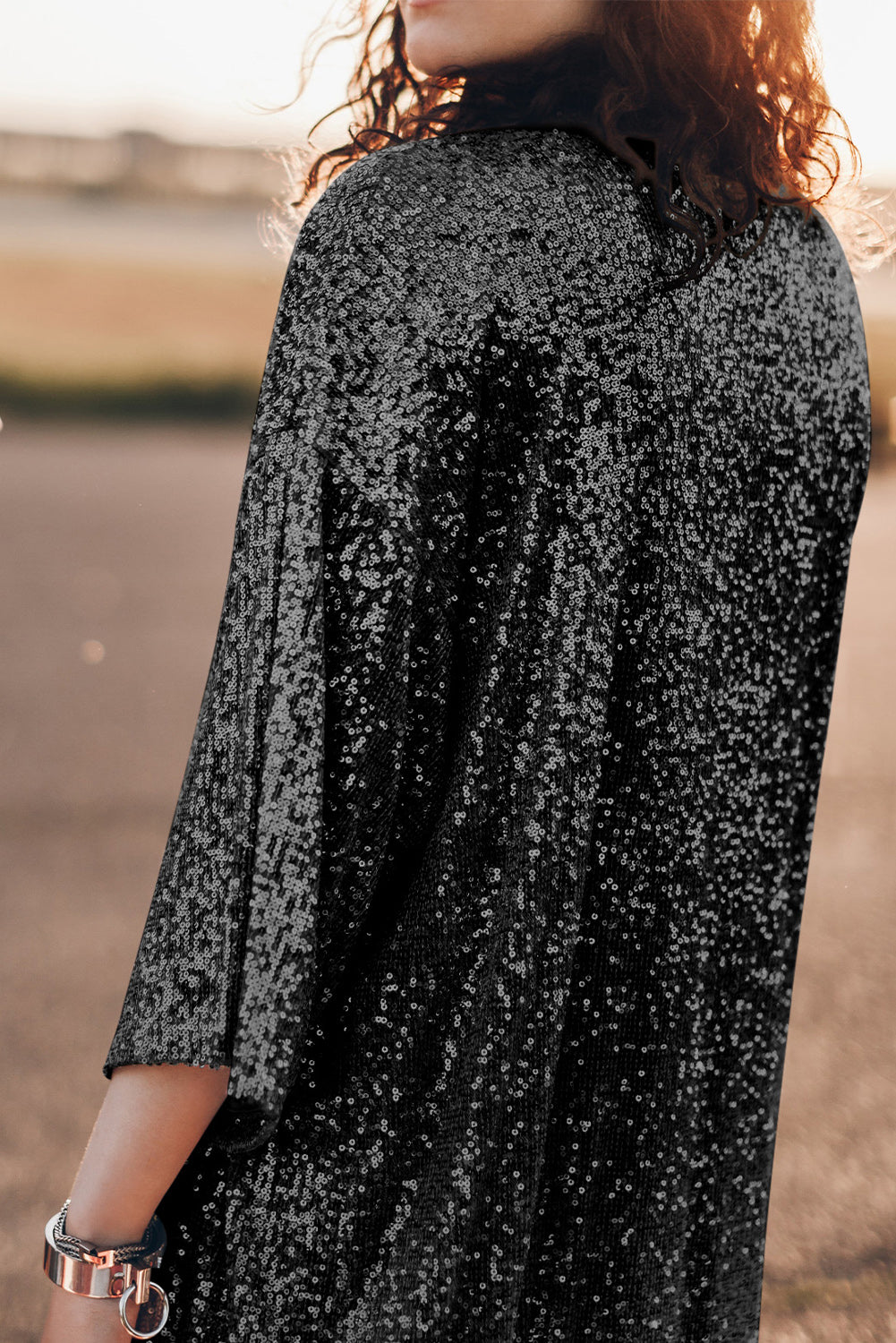 Sequin Open Front Duster Cardigan-Angel Casuals