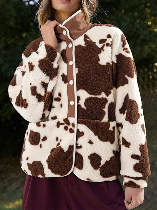 Pocketed Half Snap Sherpa Jacket-Angel Casuals