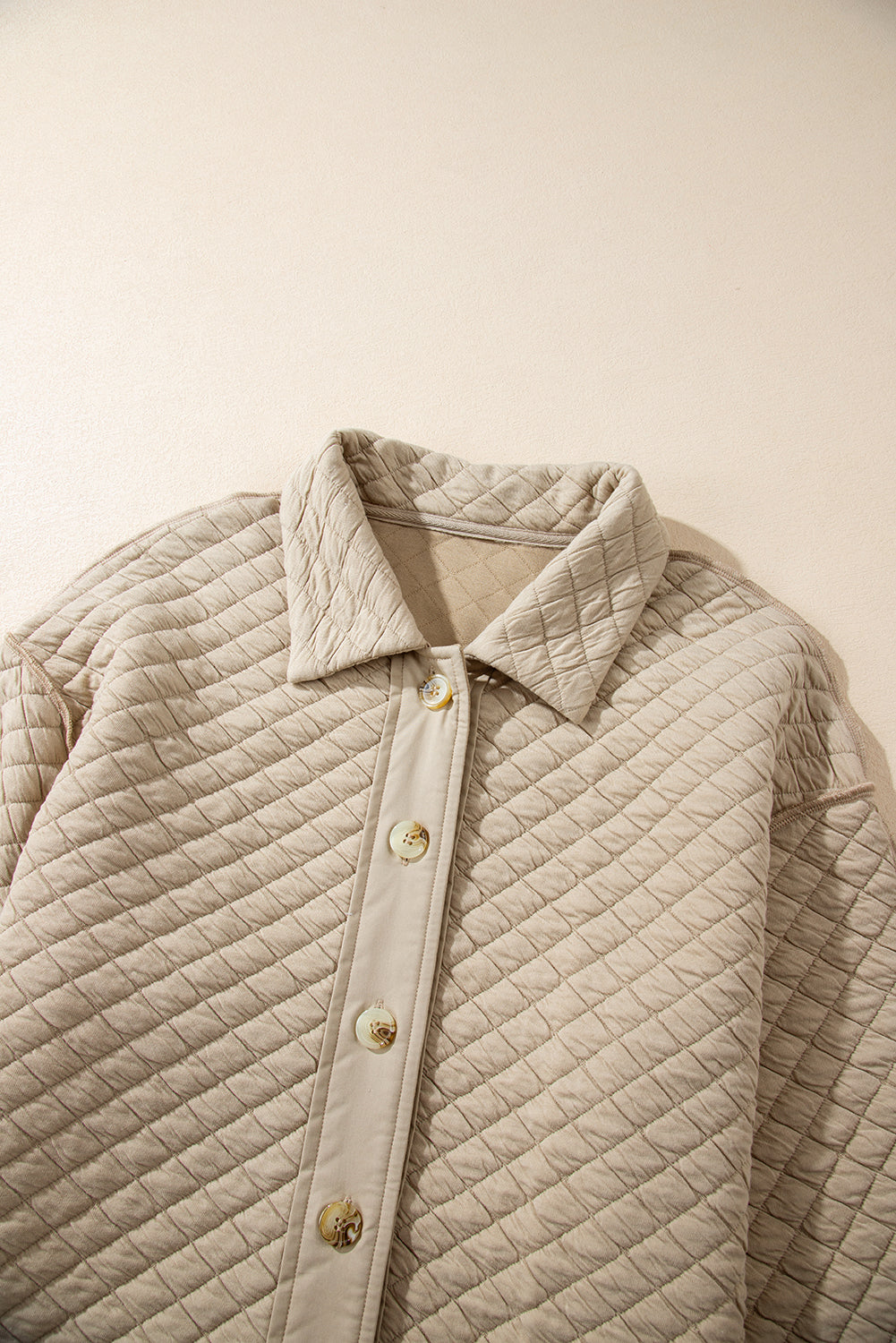 Exposed Seam Collared Neck Button Up Shacket-Angel Casuals