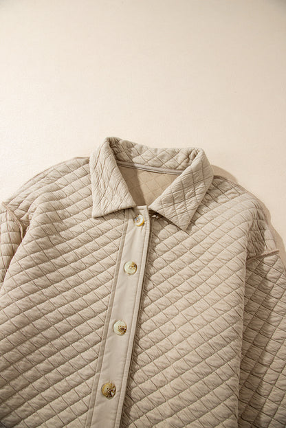 Exposed Seam Collared Neck Button Up Shacket-Angel Casuals