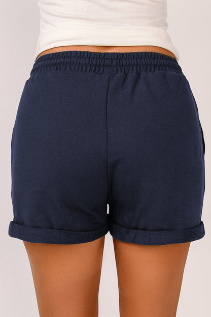 Drawstring Waist Cuffed Shorts-Angel Casuals