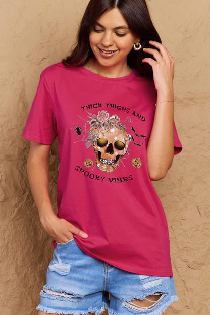 Simply Love Full Size THICK THIGHS AND SPOOKY VIBES Graphic Cotton T-Shirt-Angel Casuals