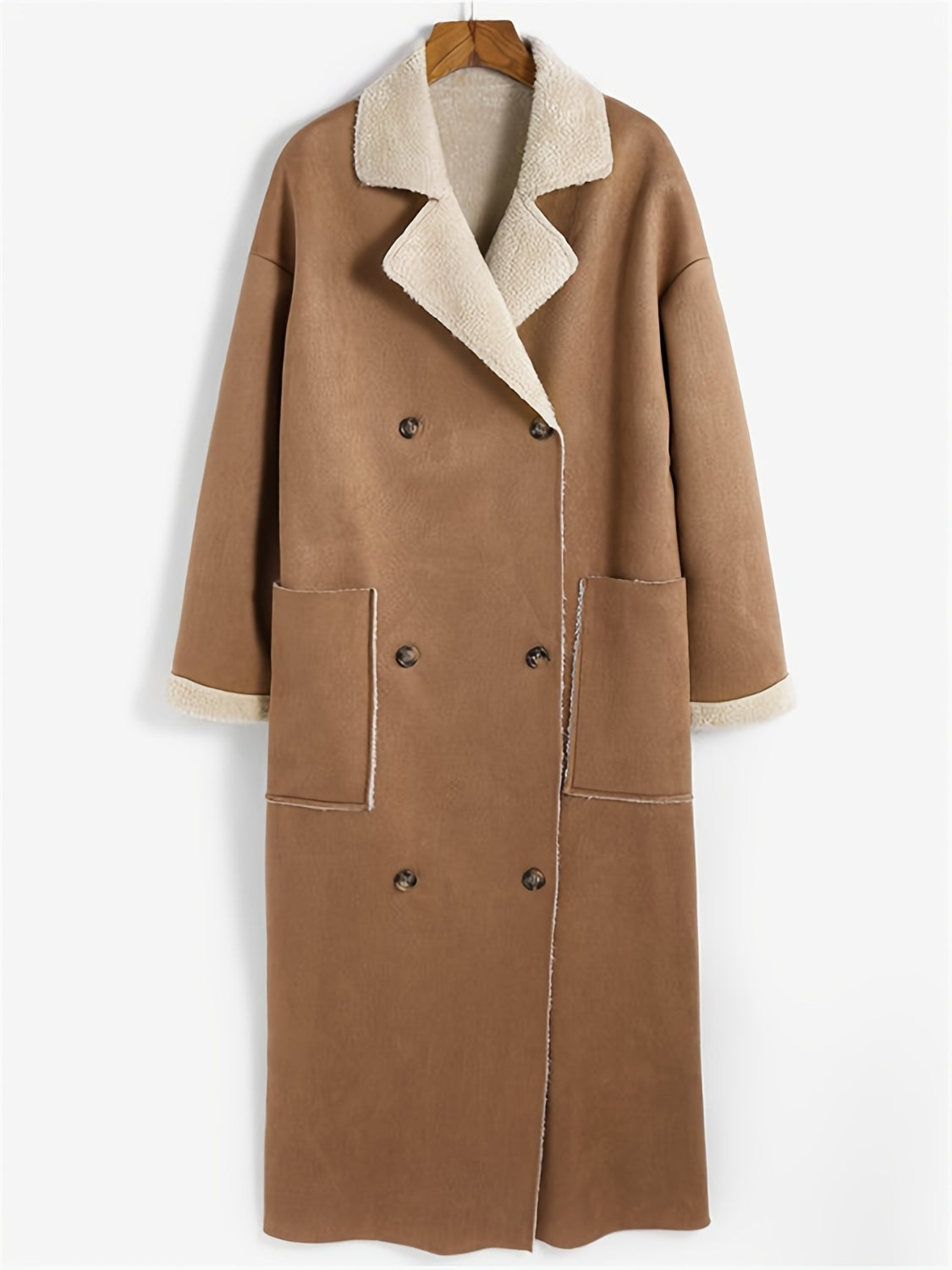 Plus Size Drop Shoulder Sherpa Longline Coat-Angel Casuals