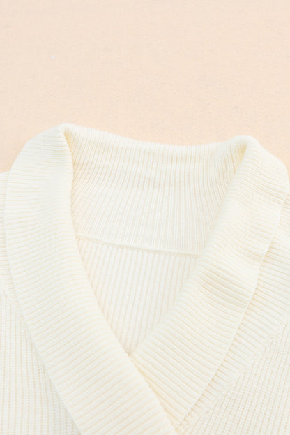 Ribbed Surplice Long Sleeve Sweater-Angel Casuals