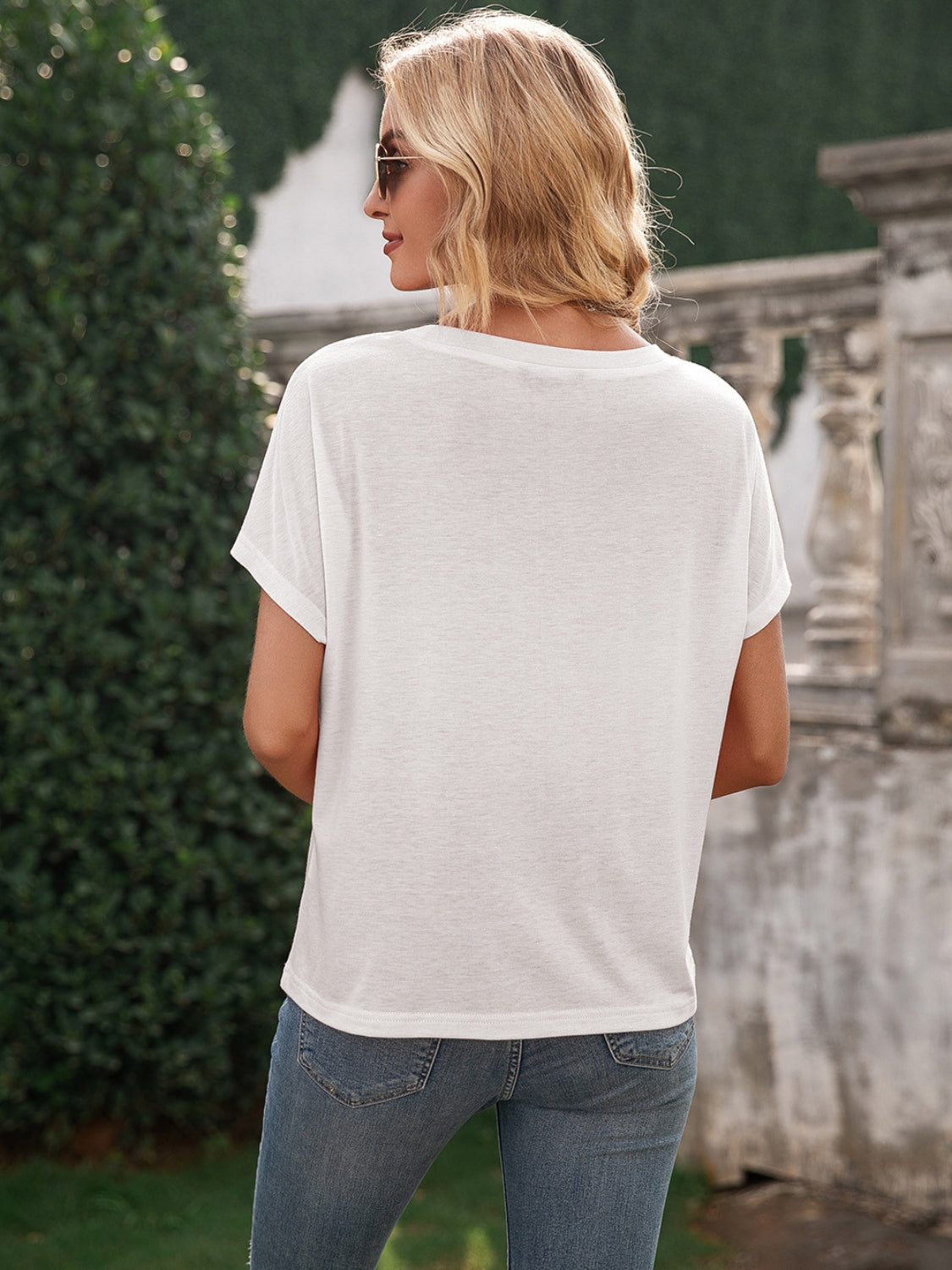Pocketed Round Neck Short Sleeve T-Shirt-Angel Casuals