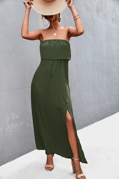 Strapless Split Maxi Dress-Angel Casuals