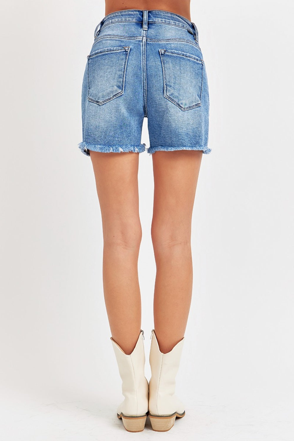 RISEN Front Slit Raw Hem Denim Shorts-Angel Casuals