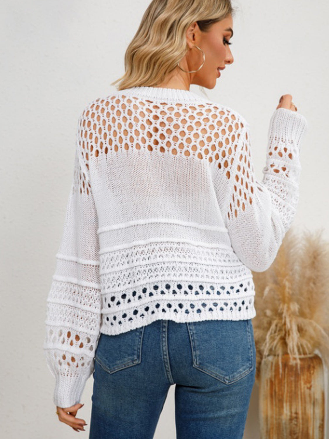 Cutout Round Neck Knit Top-Angel Casuals