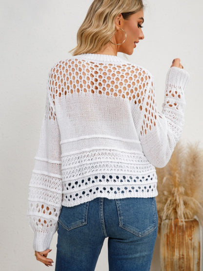 Cutout Round Neck Knit Top-Angel Casuals