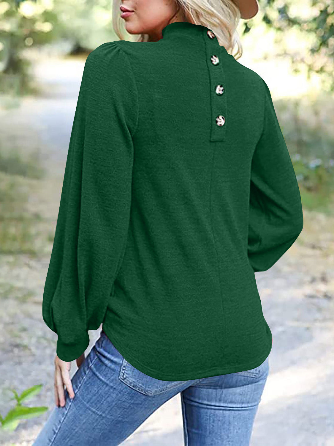 Full Size Mock Neck Long Sleeve T-Shirt-Angel Casuals